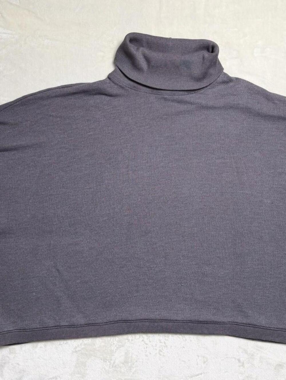 American Eagle Women's XXL Cropped Oversized Turtleneck Sweatshirt Gray Soft